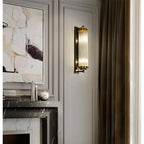 Art Deco Brass & Crystal Bathroom Sconces