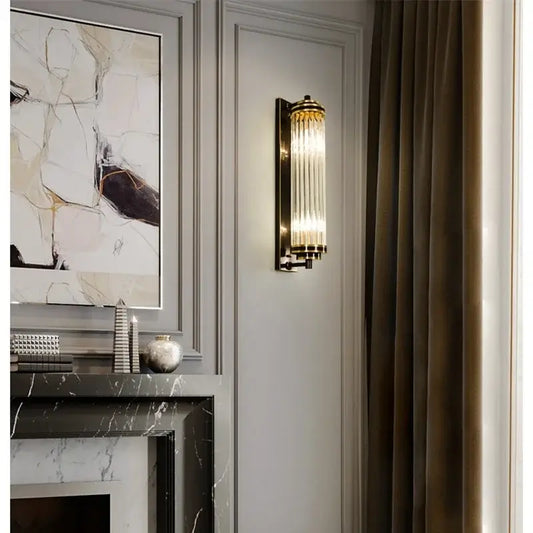 Bathroom Art Deco Brass and Crystal Sconces illuminating a stylish bathroom with elegant decor and modern design.