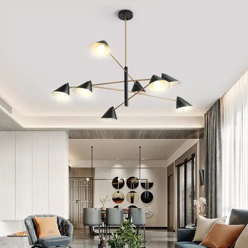 Cone Shaped Classic 50s Pendant Light illuminating a modern dining area with stylish decor.