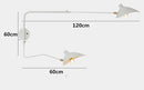 Swing Arm Nordic Loft Wall Lamp with adjustable arms, white finish, perfect for large spaces, 120cm long.