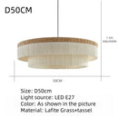 French Retro Grand Fringe Pendant Light – 80cm Vintage Beige Statement Chandelier with D50CM size and Lafite Grass+tassel material.