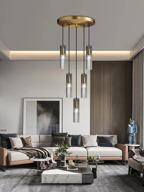 Crystal Glass Pendant Light with Copper Detail - Several Designs