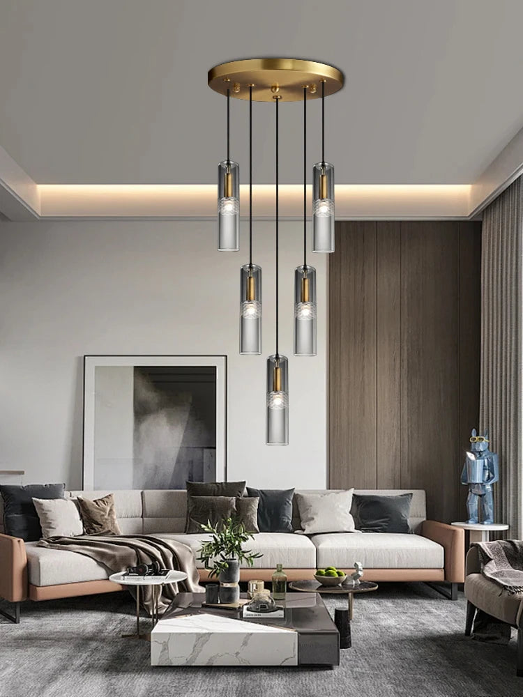 Crystal Glass Pendant Light with Copper Detail - Several Designs