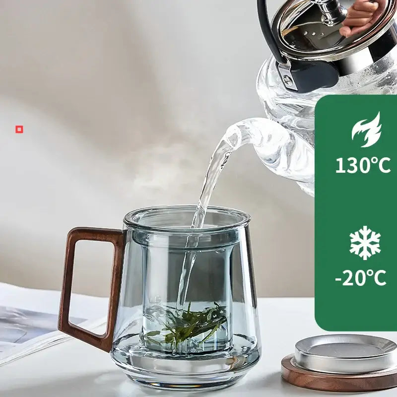 Ultra Modern Glass Teacup with Filter & Lid