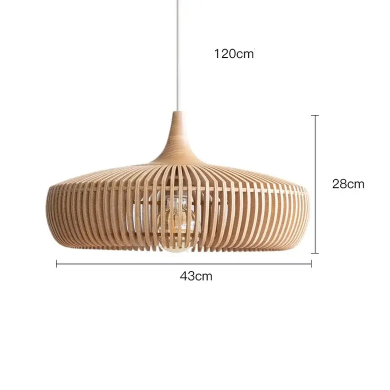 Vintage Wooden Pendant Light – Handcrafted Nordic Birdcage Lamp with dimensions 120cm x 28cm x 43cm.