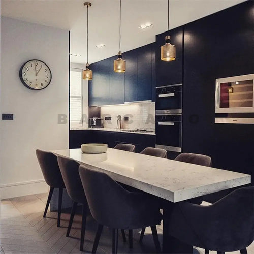 Elegant Radiance: The Gold LED Wall Lamp – Where Style Meets Function in a modern kitchen setting.