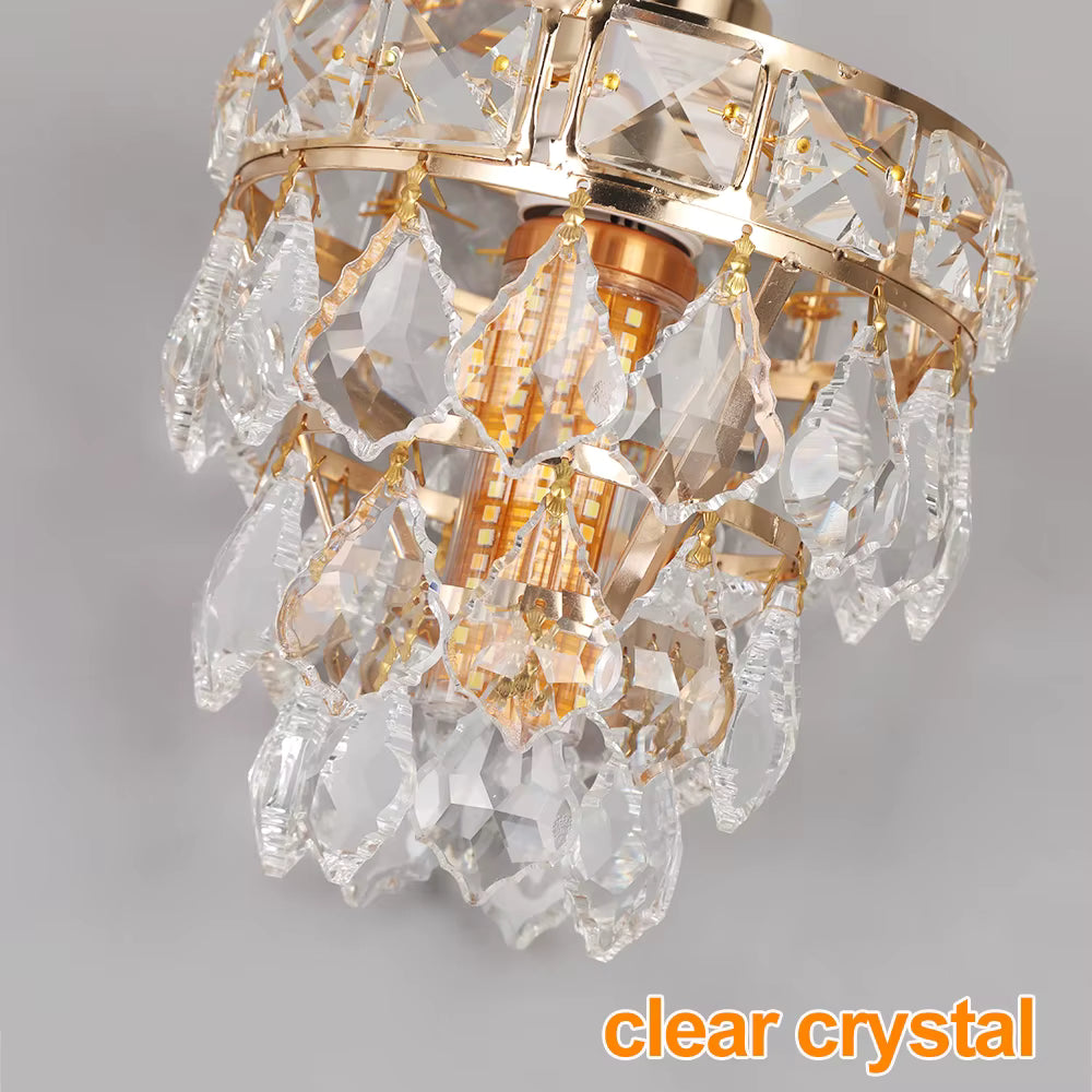 Gold K9 Crystal Mini Pendant Light – Modern Glam, 120cm Wire