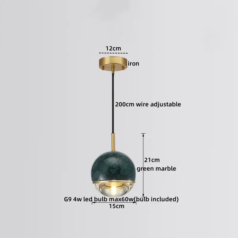 Art Deco Marble And Polished Copper Pendant Lights