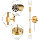 Double Wall Lights features E26/E27 base lamp holder, high-quality joints, and durable brass canopy for elegant lighting.