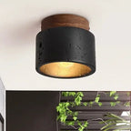 Black Travertine Ceiling Lamp - Modern Wabi-sabi