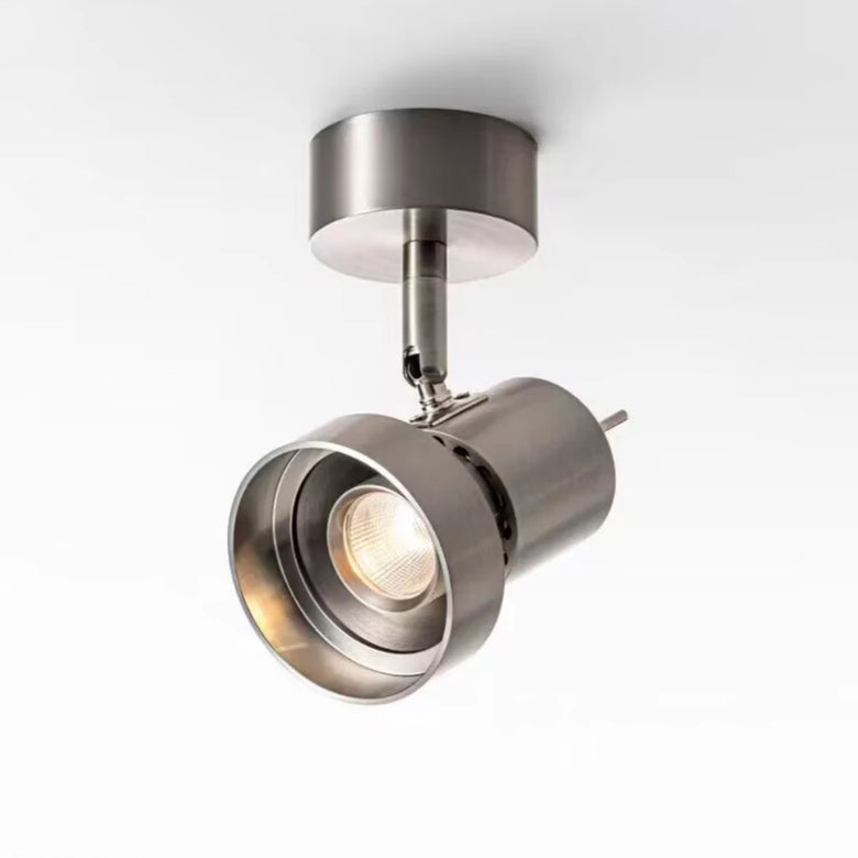 Hero A modern track spotlight ceiling light fixture with a brushed stainless steel finish, shown against a plain white background.