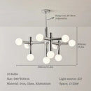 Bauhaus Chrome Chandelier – Modern 10/13 Globe Pendant Light showcasing polished chrome and glass design.