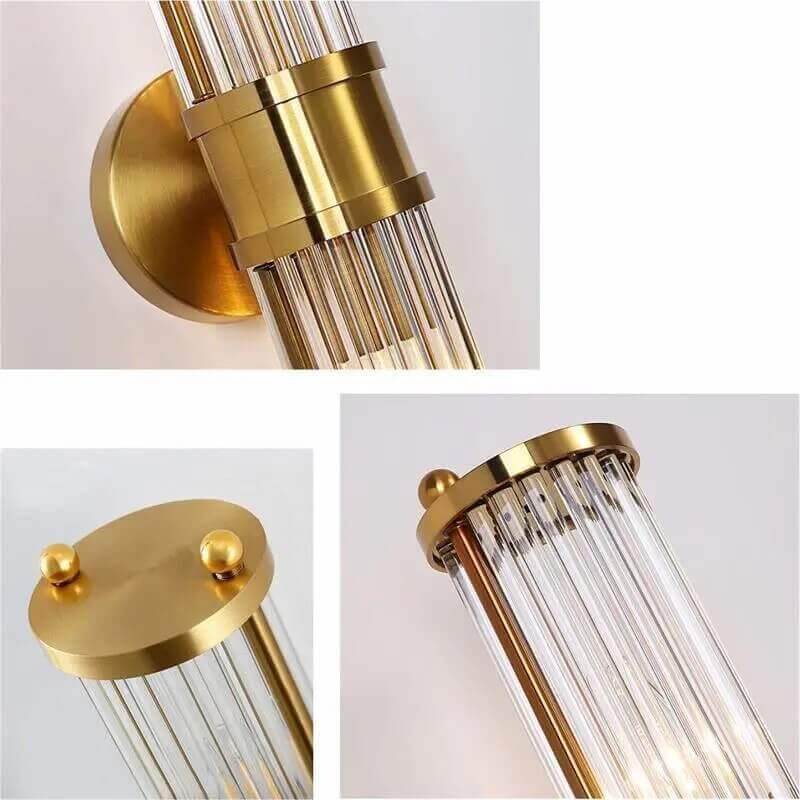 Wall Light Fixtures, Wall Light Fixtures, Wall Light Fixtures, Bathroom Art Deco Brass and Crystal Sconces