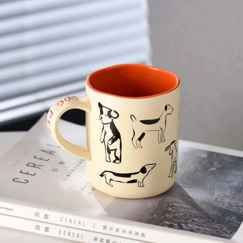 Mugs, Mugs, Mugs, Large creative Ceramic Coffee Mug with Cat & Dog Design