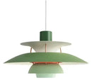 Classic Nordic Designer Pendant Lights Available in 3 different sizes in green and white with layered design.