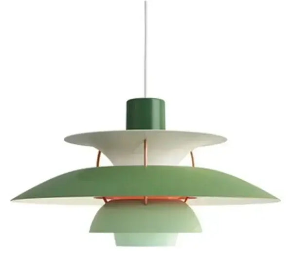 Classic Nordic Designer Pendant Lights Available in 3 different sizes in green and white with layered design.
