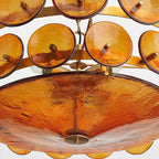 Luxurious Glass Disc Chandelier – 50s Chic with amber glass discs and premium finish, perfect for elegant interior design.