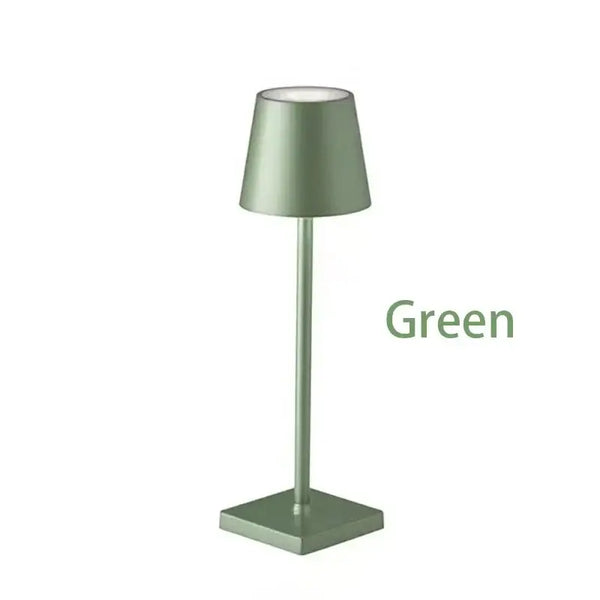 LED Rechargeable Modern Touch Desk Lamp in green color with a stylish design.