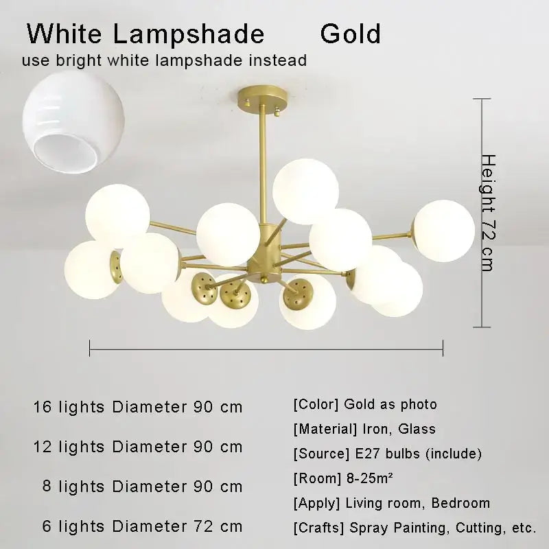 Mid-Century Modern Glass Globe Sputnik Chandelier – 6 to 16 Lights