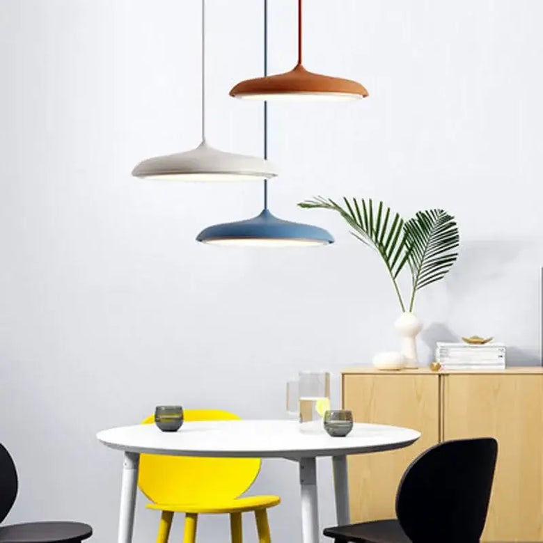 Nordic Minimalist Disc Pendant Light | Orange, Pink, Blue, Green