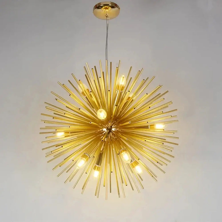 Gold Starburst Chandelier – Mid-Century Modern, 9 or 12 Lights