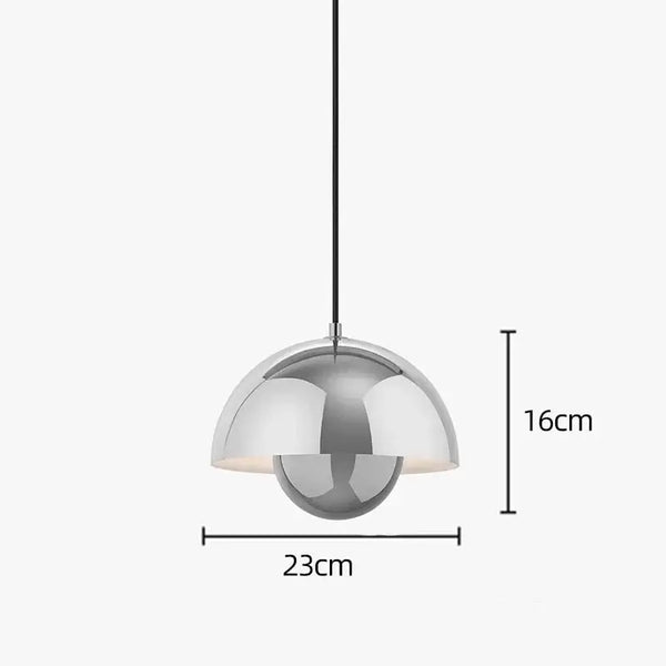 Contemporary Pendant Light with a sleek chrome design, dimensions 23cm wide and 16cm high, perfect for modern kitchens.