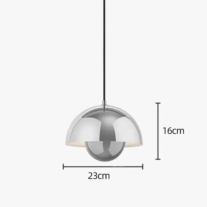 Contemporary Pendant Light with a sleek chrome design, dimensions 23cm wide and 16cm high, perfect for modern kitchens.