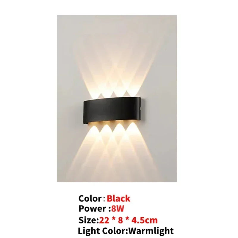 Bathroom Modern Waterproof LED Wall Lamp - Black or White with Gold