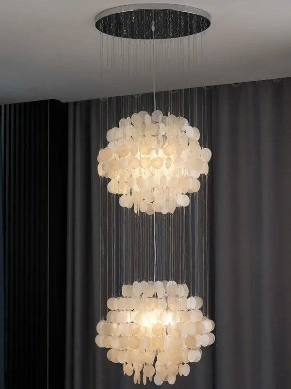 70s Retro Shell Multi-String Light Pendant showcasing elegant shell design and versatile lighting options.