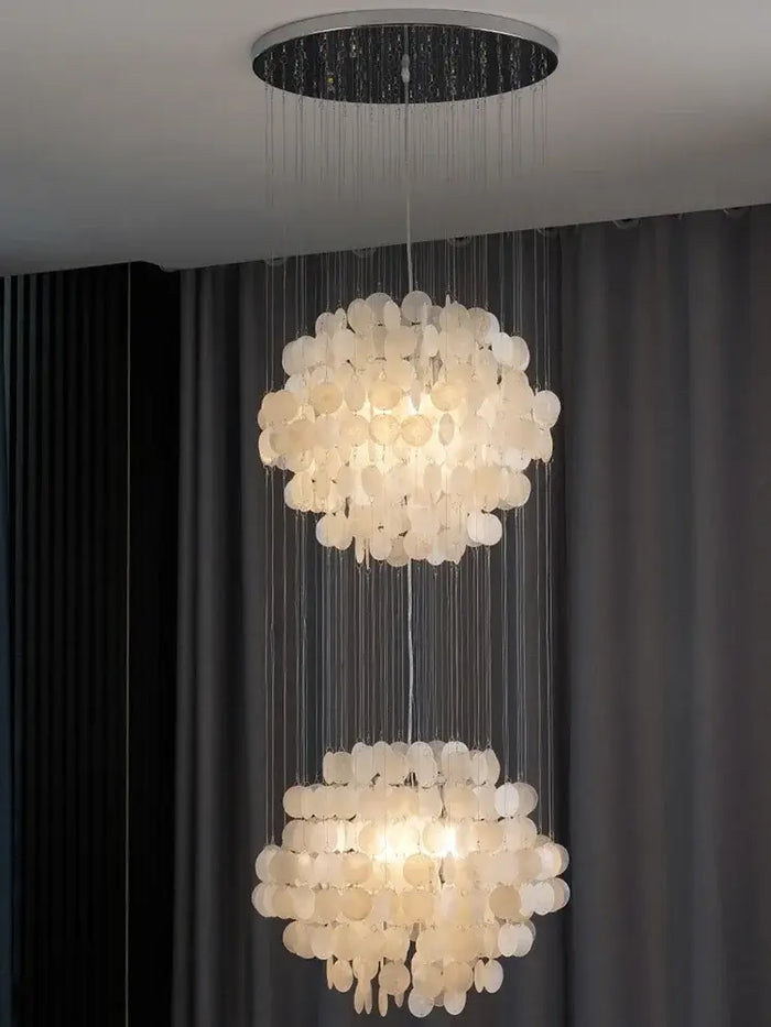 70s Retro Shell Multi-String Light Pendant showcasing elegant shell design and versatile lighting options.