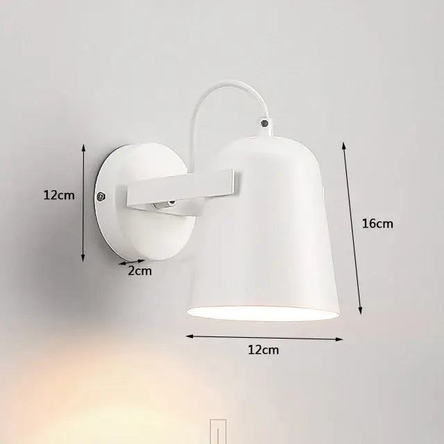 Nordic Bell Bedside Wall Lamp in white, showing adjustable bell-shaped shade and sturdy wall mount.
