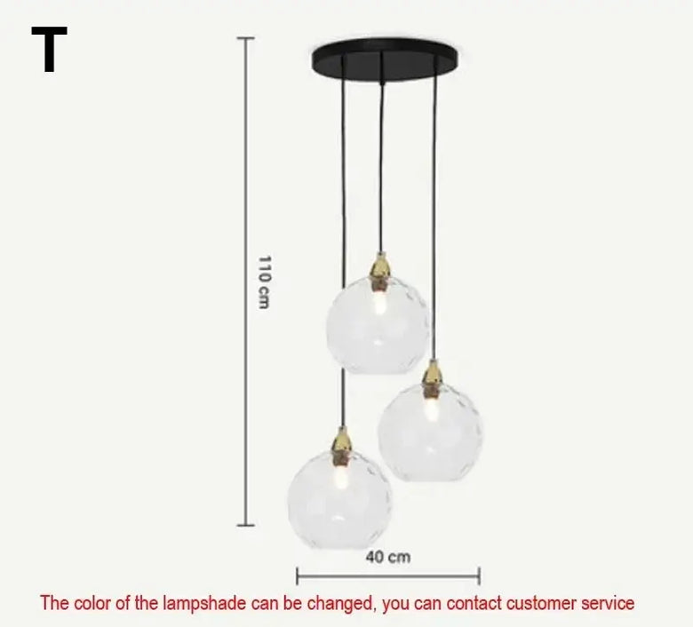 Delicious Lollipop Modern Pendant Light with three glass balls, sleek black finish, height 110cm, perfect for modern decor.