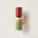Classic Midcentury Modern Wall Lamp (10x25cm) in red and green colors with a gold base, perfect for modern interiors.