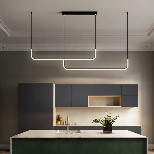 Modern Minimalist Kitchen Island Lighting - Black & Gold Options