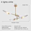 Hoxton - Typical 50s Pendant Light in white with metal details and four lights, ideal for living room or bedroom.