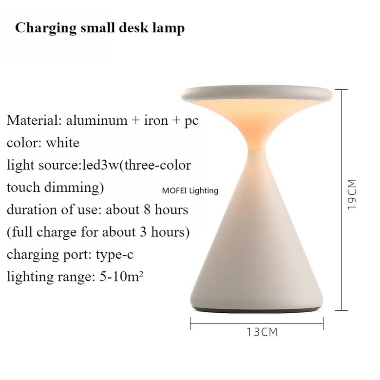 Lampe de table sablier minimaliste moderne – Sans fil, rechargeable