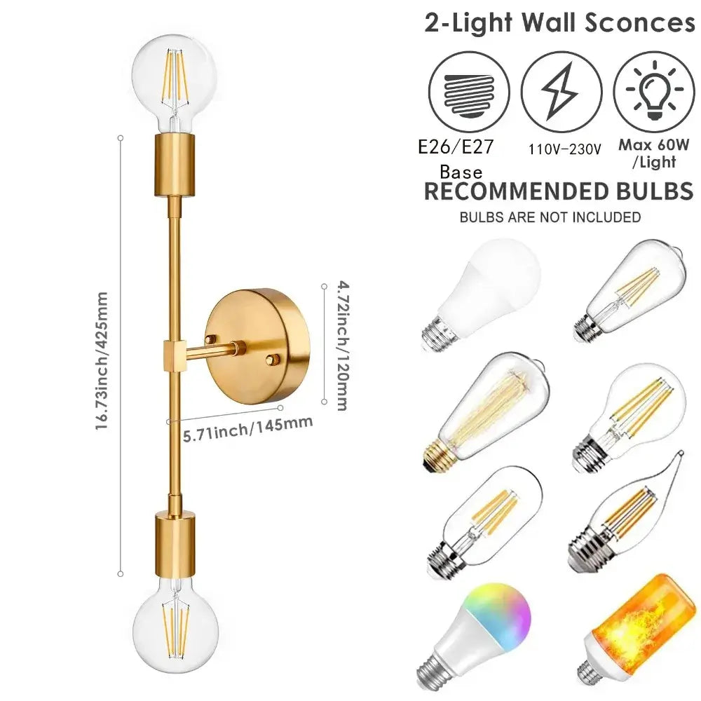 Double Wall Lights - Modern Brushed Brass Design