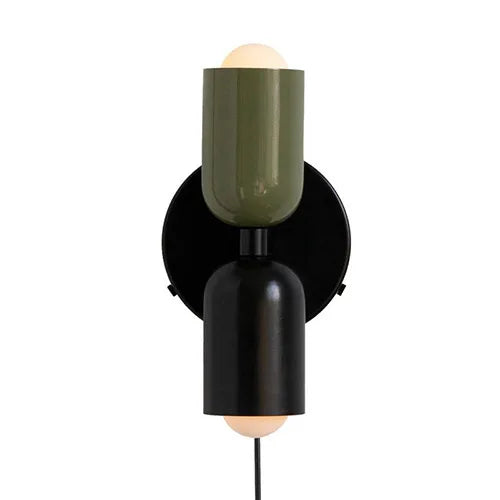 Postmodern Two-Tone Pill Wall Sconce, on black plate