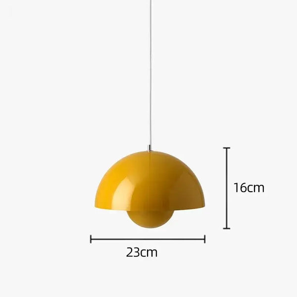 Contemporary Pendant Light in vibrant yellow, measuring 23cm width and 16cm height, adds modern style to any space.