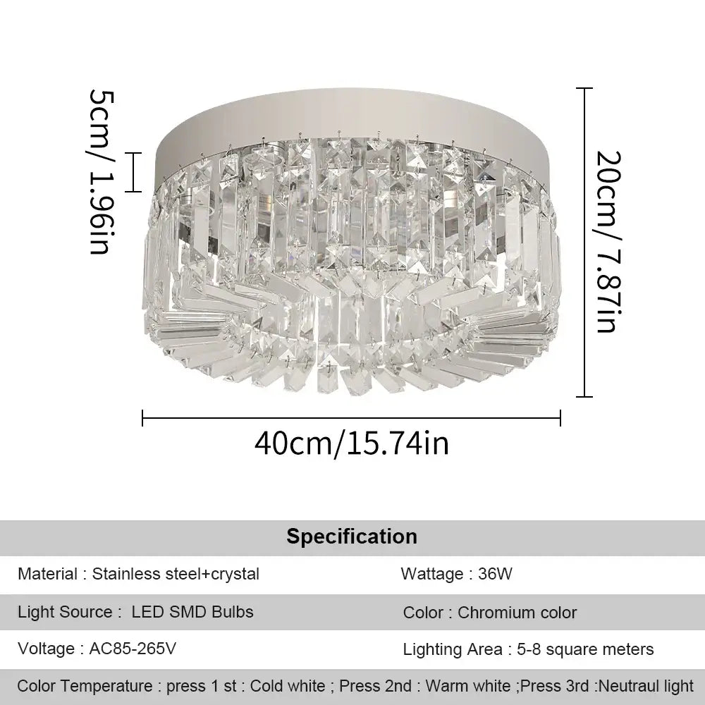 Modern Glam Crystal Flush Ceiling Light | Gold or Silver