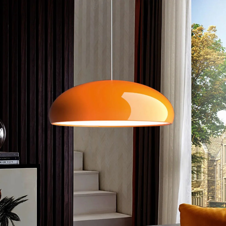 Glossy Dome Pendant Light – Dimmable Mid-Century Modern