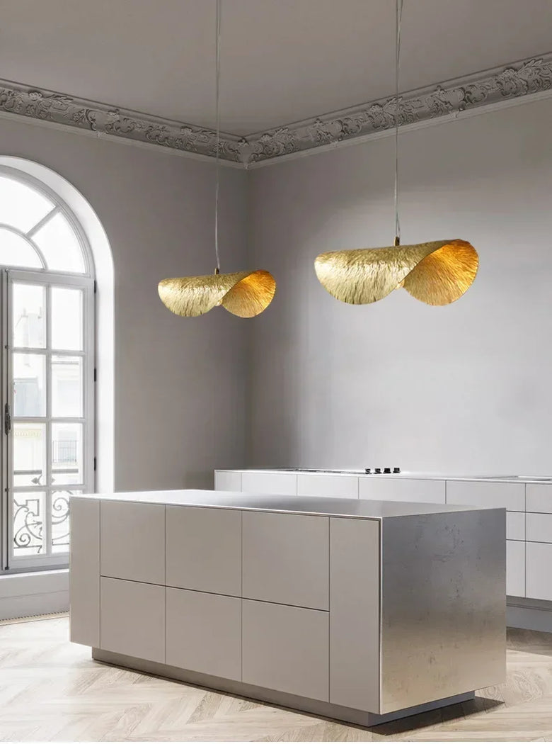 Gold Ginkgo Leaf Pendant Light