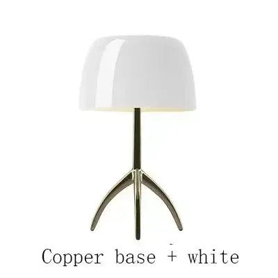 Mid-Century Chrome Tripod Table Lamp with Glossy Dome Shade
