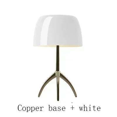 Mid-Century Chrome Tripod Table Lamp with Glossy Dome Shade