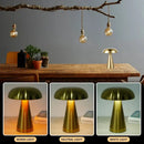 Touch Dimming Rechargeable USB Metallic Table Lamp showcasing various light settings on a stylish table.