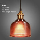 Illuminate Your Space: Stained Glass Retro Glass Chandelier in red design with a sleek metallic finish and adjustable wire length.