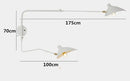 Swing Arm Nordic Loft Wall Lamp dimensions with stylish design, showing 70cm height and 175cm arm length.