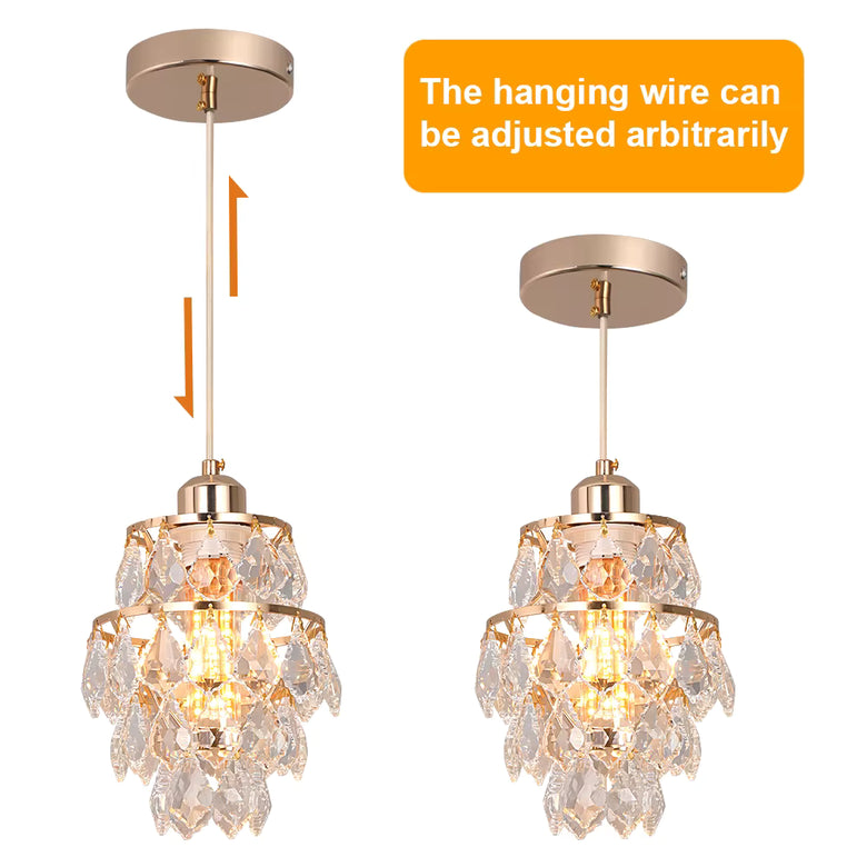 Gold K9 Crystal Mini Pendant Light – Modern Glam, 120cm Wire