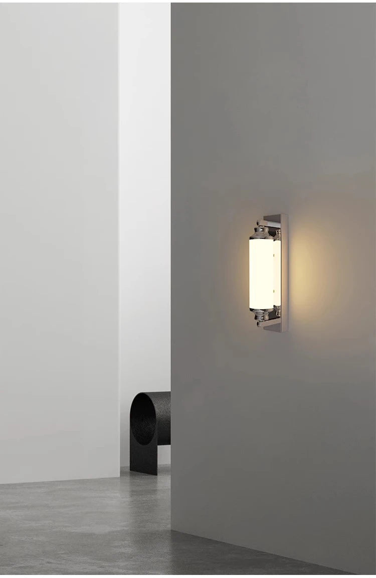 Steel & Glass Modern Wall Light 30cm