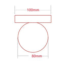 Schematic design of Colourful Macaron LED Wall Lamp 10/12cm with dimensions 100mm by 80mm in red outline.